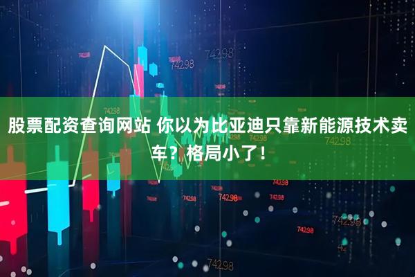 股票配资查询网站 你以为比亚迪只靠新能源技术卖车？格局小了！